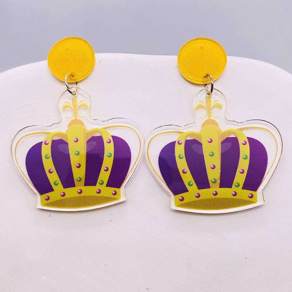 Wholesale Acrylic Shiny Exaggerated Mask Letter Avocado Earrings